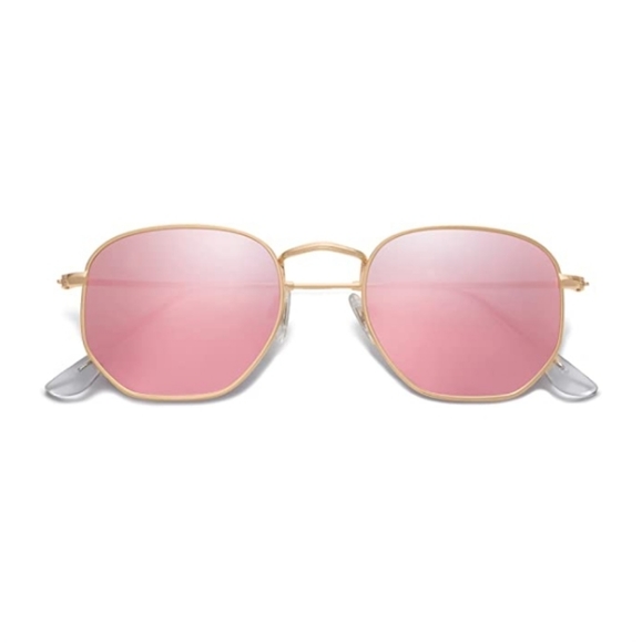 Jewelry - Pink Mirror Hexagonal Polarized Sunglasses for Men and Women